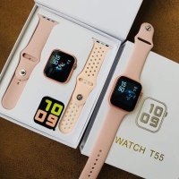 Ceas Smartwatch Techstar® T55, 1.3 Inch IPS, Monitorizare Cardiaca, Tensiune, Sedentarism, Bluetooth 5.0, 2 Curele, Roz - 4