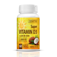 Vitamina D3 cu Ulei de Cocos, 60 Capsule Zenyth - Supliment pentru Imunitate - 1