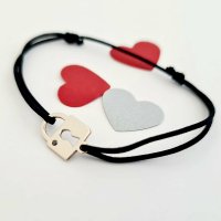Bratara cu Diamant Natural Negru - Lacat din Aur Alb 14K si Snur Reglabil - 1