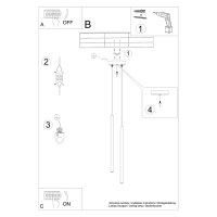 Lustra suspendata Pastelo Auriu 15x15x118 cm - 6