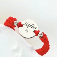 Bratara personalizabila cu Banut de 10 mm si Diamant Natural - Argint Rodiat si Snur Impletit - 1