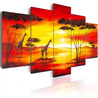 Tablou Canvas Bimago - Girafele la Apus 100x50 cm - 1