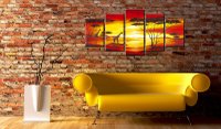 Tablou Canvas Bimago - Girafele la Apus 100x50 cm - 2