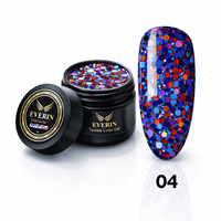 Twinkle Color Gel EVERIN 5ml – 04 | Gel Color Albastru Holografic cu Sclipici Multicolor pentru Manichiură Profesională - 1