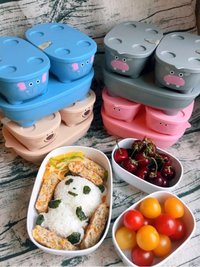 Set de caserole pentru mancare Bentomals To Go cu design hipopotam - 1