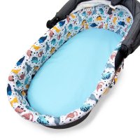 Set insertie textila pentru landou copii Kerstin Jurassic Park, cearsaf elastic 80x38 cm, bumbac 100% - 3