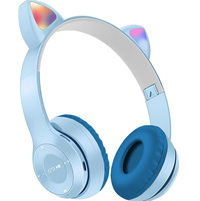 UB P47M, casti Bluetooth cu urechi de pisica si LED RGB, albastre - 1