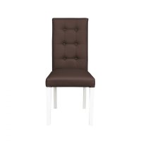 Scaun living TEO LUX, picioare lemn alb, piele ecologica maro deschis, 46x60x98 cm - 1