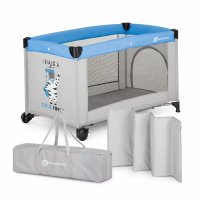Patut pliant Koot, Petite&Mars, 120 x 60 cm, cu roti, functie de tarc, pliabil, geanta de transport, intrare laterala cu fermoar, pereti din plasa, gri - 1