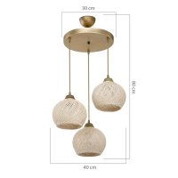 Lustra cu trei lumini PWL-1121, E27 crem-auriu, 40x75 cm - 3