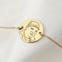 Bratara personalizata cu poza - Amintiri clădite - Banut 15 mm cu lantisor - Argint 925 placat cu Aur Galben 18K - 1