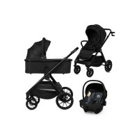 Carucior multifunctional 3 in 1 Lionelo Layla, Negru, Pana la 22 kg, Cadru din aluminiu, Cu landou intarit si scaun auto certificat ADAC - 1