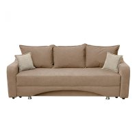 Canapea SUSIE extensibila, 3 locuri, cu arcuri si lada depozitare, maro + crem, 222x105x80 cm - 1