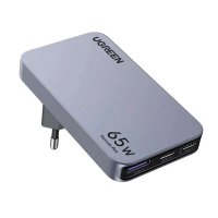 Incarcator rapid retea UGREEN Nexode Pro 65W 3-Port GaN Ultra-Slim Fast Charger X753, 2 x USB C + 1 x USB A, Gri - 1