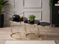 Set măsuță de cafea Homs – 3 bucăți – Negru & Gold - 1