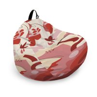 Husa fotoliu Puf Bean Bag tip Para L fara umplutura abstract jungle rosu - 6