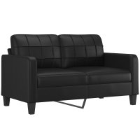 Canapea cu 2 locuri din piele ecologica, neagra, latime sezut 140 cm - 9