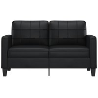 Canapea cu 2 locuri din piele ecologica, neagra, latime sezut 140 cm - 3