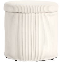Pouf de depozitare HOMCOM 32 L din catifea călită, bej, capacitate 120 kg, ideal pentru salon si hol - 1