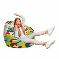 Fotoliu Puf Bean Bag tip Para L abstract jungle verde - 2