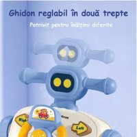 Antemergator multifunctional 5 in 1, cu Volan, ghidon reglabil, Roti antiderapante, angrenaje rotative, dimensiune 40.5 x 43.5cm, Pink Car - 4