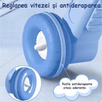 Antemergator multifunctional 5 in 1, cu Volan, ghidon reglabil, Roti antiderapante, angrenaje rotative, dimensiune 40.5 x 43.5cm, Pink Car - 5