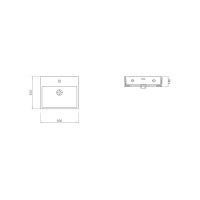 Lavoar pe blat Celesta Urban 50, 50 x 42 x 14 cm, ceramica alba mata, cu orificiu pentru baterie - 7