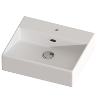 Lavoar pe blat Celesta Urban 50, 50 x 42 x 14 cm, ceramica alba mata, cu orificiu pentru baterie - 1