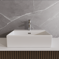 Lavoar pe blat Celesta Urban 50, 50 x 42 x 14 cm, ceramica alba mata, cu orificiu pentru baterie - 3