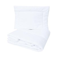 Set pilota si perna MimiNu pentru patut din bumbac Oeko Tex Standard 100, perna 40x60 cm, pilota 100x135 cm, alba - 1
