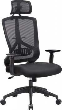 Scaun de birou, Songmics, Negru-Gri, 68x65x(118.5-128) cm - 2