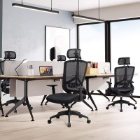 Scaun de birou, Songmics, Negru-Gri, 68x65x(118.5-128) cm - 7