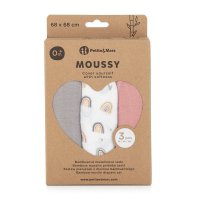 Set de 3 scutece PetiteMars din muselina de bambus Moussy Rose Rainbow, 68 x 68 cm, Multicolor - 5