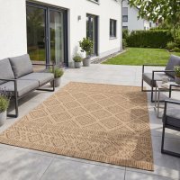 Covor MIRA V3 dreptunghiular bej, model geometric Ethno, 240x340 cm - 1