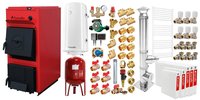 Pachet centrala Fornello T-PRO 25 kW pe combustibil solid, cu cos inox, radiatoare, boiler si accesorii - 1
