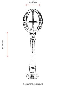 Lampadar de exterior M6BOP Negru 100x30 cm - 3