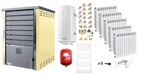 Pachet Incalzire si Apa Calda Centrala pe Lemne FORNELLO SAUNA CREAM 30 kW cu Pompa de Circulare, Calorifere Aluminiu si Boiler Termoelectric - 1