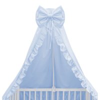 Baldachin, MimiNu, Pentru patut, Cu funda si volanas, 210x145 cm, Material certificat Oeko Tex Standard 100, Colectia Royal, Blue - 1