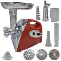 Masina electrica de tocat carne Craft-Tec MX713, 3800W, 1.6 Kg/min, 3 site inox, functie Reverse, accesorii pentru carnati si rosii, Rosie - 1