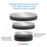 Masa Rotativa 360 electronica Foto si Video, EMESZON® RT3601, Oglinda, Stand Rotativ 3 in 1, Prezentare produse, Negru - 2