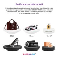 Masa Rotativa 360 electronica Foto si Video, EMESZON® RT3601, Oglinda, Stand Rotativ 3 in 1, Prezentare produse, Negru - 1