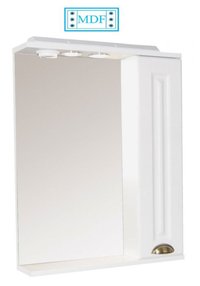 Oglinda cu iluminare LED, seria 172, front MDF, alb rustic, 55x71 cm - 1