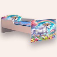 Pat pentru copii Unicorn varianta 2, cu saltea, 2-6 ani, 130x60 cm - 2