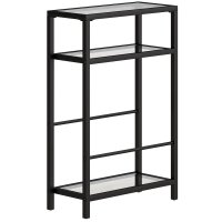 Măsuță de Cafea HOMCOM cu 3 Rafturi din Sticlă și Oțel, 40x18x62 cm, Negru - 1