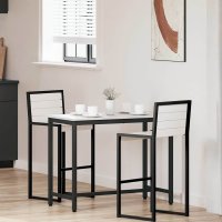 Masa Alb 100 x 50 x 77 cm din Lemn Ingineresc si Otel - 2