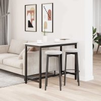 Masa Alb 100 x 50 x 77 cm din Lemn Ingineresc si Otel - 5
