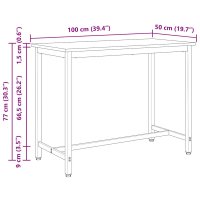 Masa Alb 100 x 50 x 77 cm din Lemn Ingineresc si Otel - 11
