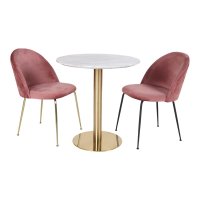 Masa dining Bolzano, Alb si Auriu, 70x70x75 cm - Design Modern - 2