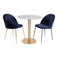 Masa dining Bolzano, Alb si Auriu, 70x70x75 cm - Design Modern - 3