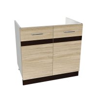 Masca chiuveta YANA, 2 usi, corp alb, fronturi sonoma deschis + inchis, 80x50x77 cm - 1